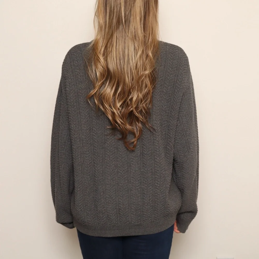 Vintage Made in USA Gray Cable Knit Grandpa Sweater